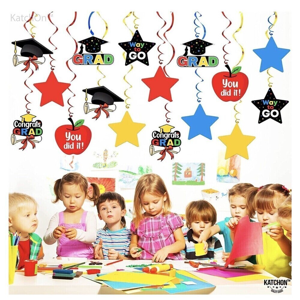Kindergarten Graduation Hanging Swirls Party Decorations -Preschool 25 CT